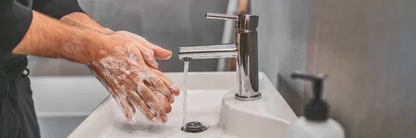 Korona Virus Prevence Cestování Umýt Ruce Mýdlem Horkou Vodou Hygiena — Stock fotografie