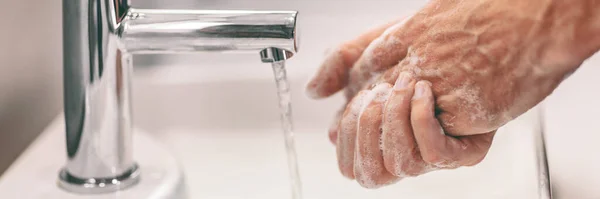 Coronavirus Prevention Washing Hands Soap Hot Water Hand Hygiene Coronavirus —  Fotos de Stock