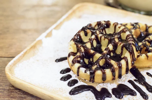 Waffle Çikolata Yakın Çekim Manzaralı — Stok fotoğraf