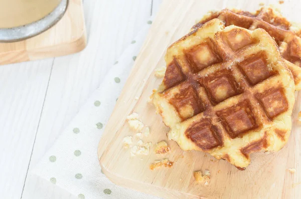 Close View Delicious Sweet Waffle — Stock Photo, Image