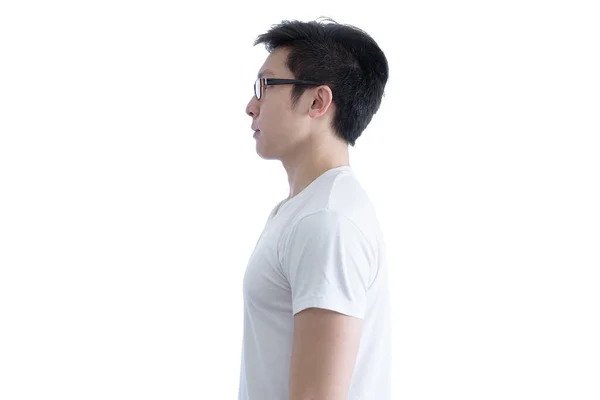 Asiatisk Stilig Man Med Vit Skjorta Och Orange Glasögon — Stockfoto