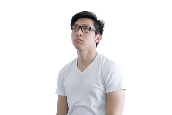 Asian Handsome Man White Shirt Orange Eyeglasses — Stock Photo, Image