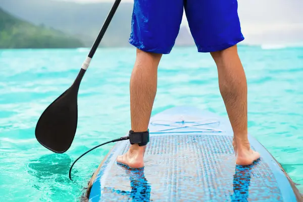 Paddle Board Man Doing Stand Paddleboard Ocean — Stock Photo, Image