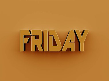 3B Metin - Turuncu arkaplanda Cuma