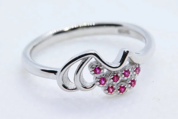 Silver Ring Pink Stone — Stockfoto