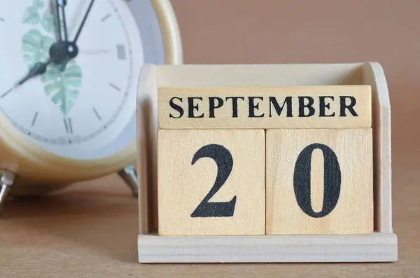 Close Shot Wooden Calendar September — Stock Photo, Image