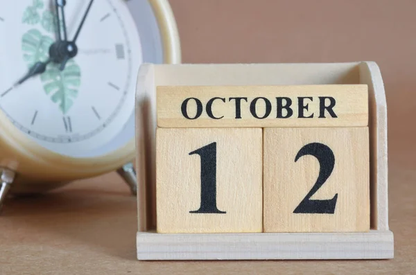 Calendario Legno Con Mese Ottobre Concetto Pianificazione — Foto Stock