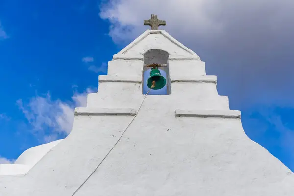 Bell Tower Greek Island Blue Sky Background — Stock Photo, Image