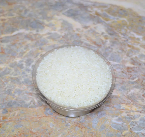 Riso Bianco Grana Fine Cottura Caldo Ingrediente Alimentare Sano Situato — Foto Stock