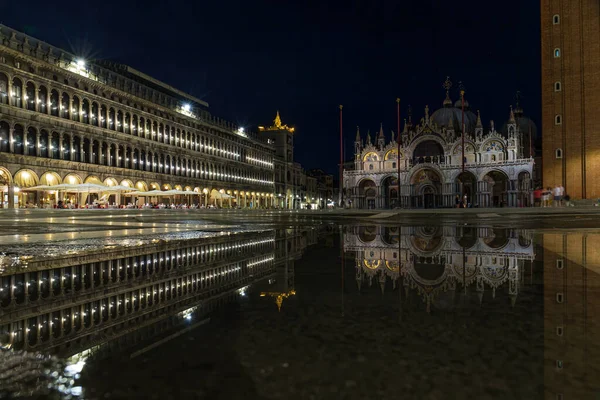 Piazza San Marco Gece Venedik Talya — Stok fotoğraf