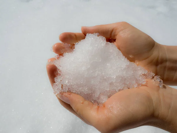 Holding Snow Your Hands — Stock Photo, Image