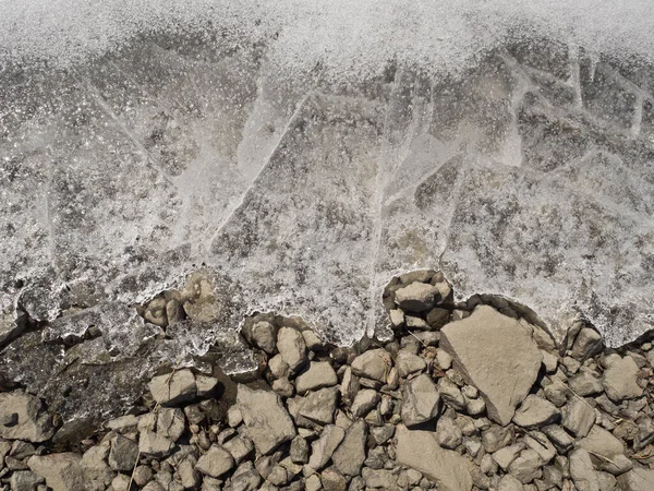 Ledová Vrstva Přes Kameny Textura — Stock fotografie