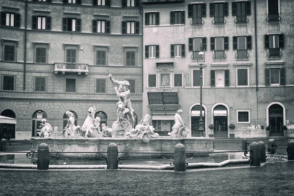 Fontána Neptunu Náměstí Navona Řím Itálie — Stock fotografie