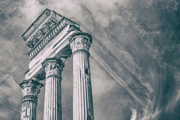 Ruinen Der Drei Säulen Forum Romanum Rom — Stockfoto