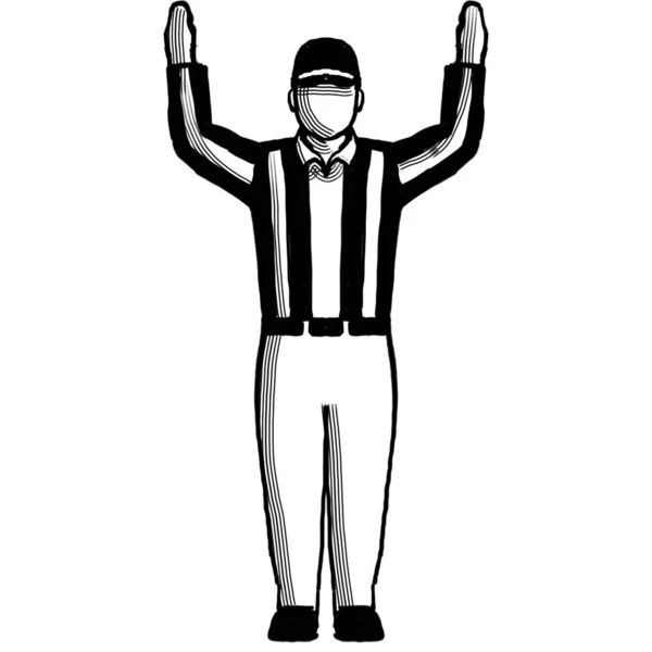 American Football Official Touchdown Sign Hand Signal Retro — Stock Photo, Image