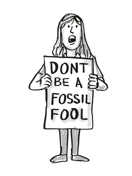 Unga Studenter Protesterar Var Inte Fossil Fool Klimatförändringar Ritning — Stockfoto