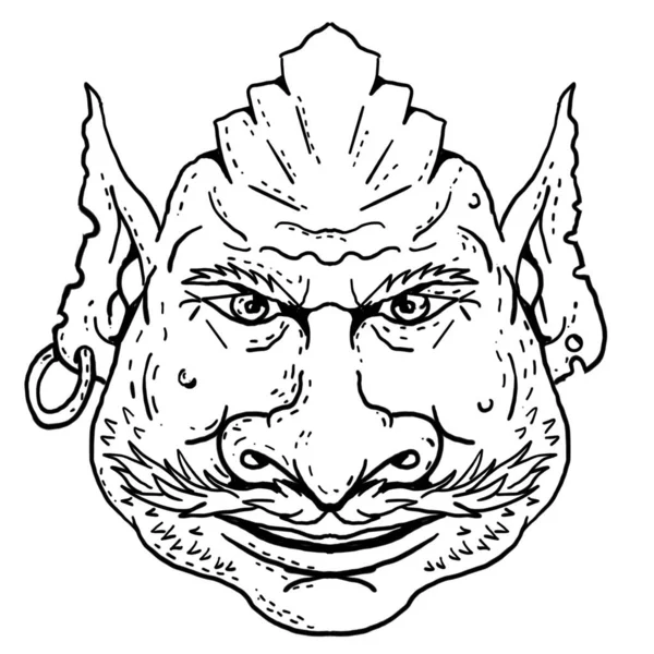 Goblin Vista Frontal Retrato Dibujo Retro Dibujos Animados —  Fotos de Stock