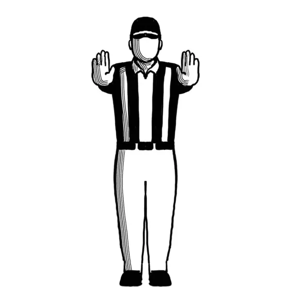 American Football Official Pass Interference Sign Hand Signal Retro — Stock Photo, Image