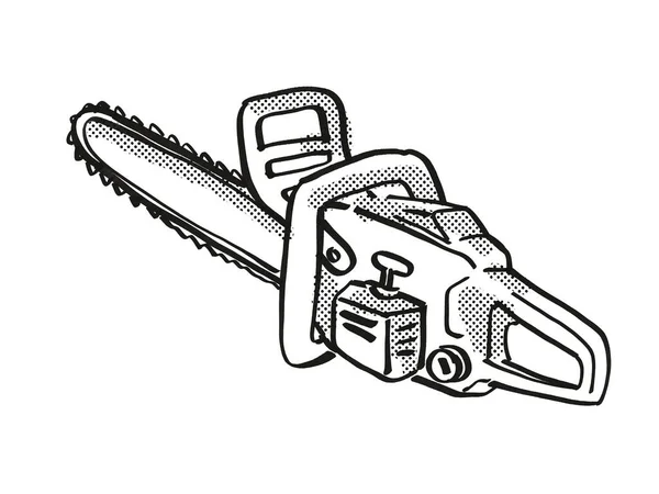 Chainsaw Chain Saw Power Tool Equipment Cartoon Retro Drawing — 스톡 사진