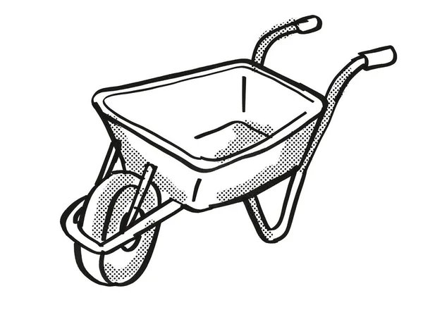 Wheel Barrow Wheelbarrow Wagon Cartoon Retro Drawing — Stock Photo, Image