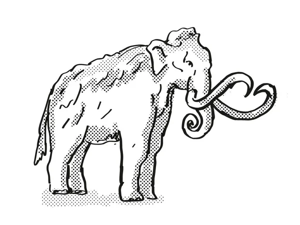Columbia Mammoth Utdöd Nordamerikanska Djurliv Tecknad Ritning — Stockfoto