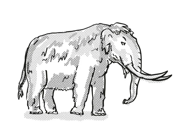 Amerykański Mastodon Wymarcie North American Wildlife Cartoon Rysunek — Zdjęcie stockowe