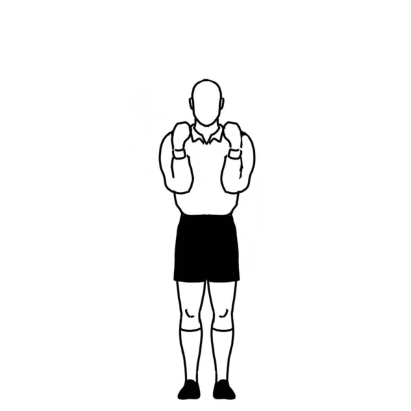 Rugby Referee Penalty Releasing Ball Hand Signal Drawing Retro — Stock Photo, Image