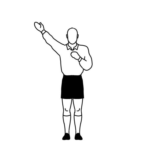 Rugby Referee Penalty Kick Hand Signal Drawing Retro — Stock Photo, Image
