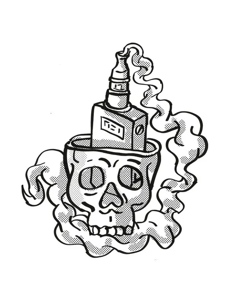 人間のベーパースカル喫煙タトゥー図面 — ストック写真