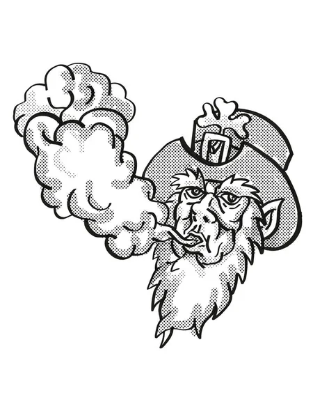 Irish Kobold Daping Puffing Smoke Tattoo Zeichnung — Stockfoto