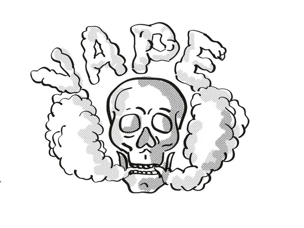 Human Vaper Skull Vaping Puffing Smoke Tattoo Drawing — Stock Photo, Image