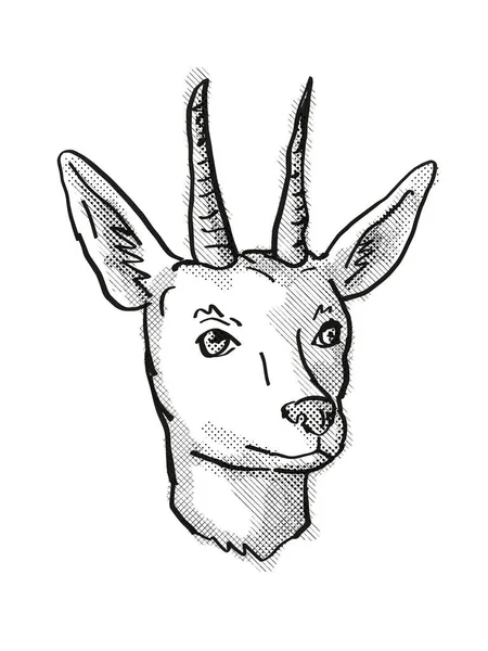 Mountain Reedbuck Endangered Wildlife Cartoon Retro Drawing — Stock Photo, Image