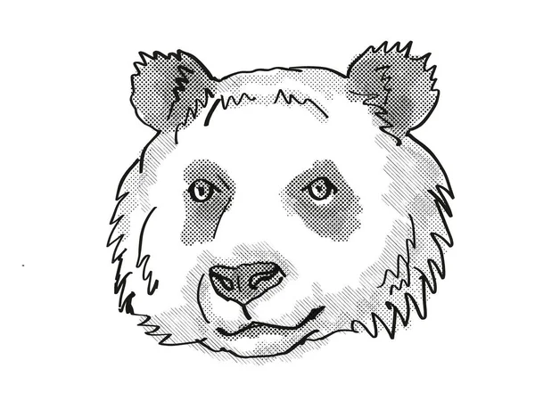 Obří Panda Ohrožené Divoké Zvěře Karikatura Retro Kresba — Stock fotografie