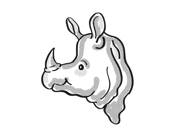 Rinoceronte Maggiore Con Una Corna Rinoceronte Indiano Disegno Linea Mono — Foto Stock