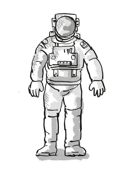 复古宇航员或宇航员卡通画 — 图库照片