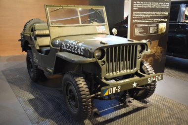 1943 Willy 'nin Başkanlık Araba Müzesi' ndeki Jeep sergisi.