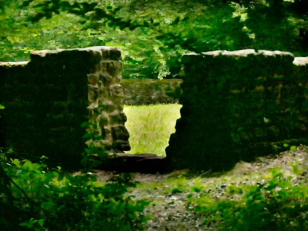 Wall Historic Celtic Monument Hidden German Forest — Stock Photo, Image