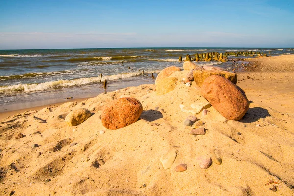 Playa Solitaria Afectada Del Mar Báltico Polonia — Foto de Stock