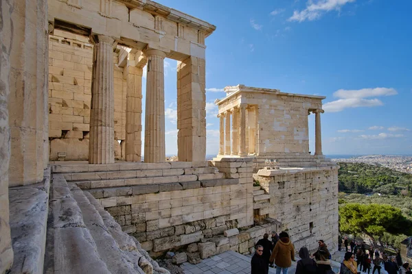 Aten Grekland Feb 2020 Propylaea Den Imponerande Ingången — Stockfoto