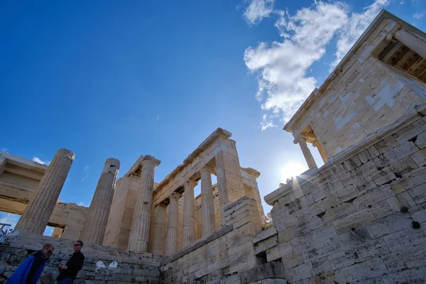 Athens Greece Feb 2020 Propylaea Imposing Entrance — Stock Photo, Image