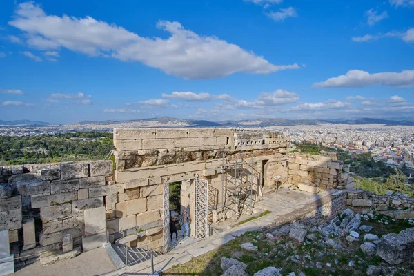 Atina Yunanistan Şubat 2020 Propylaea Heybetli Giriş — Stok fotoğraf