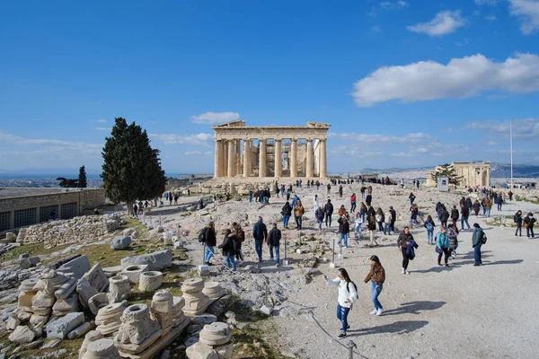 Aten Grekland Feb 2020 Parthenon Emblematiskt Tempel — Stockfoto