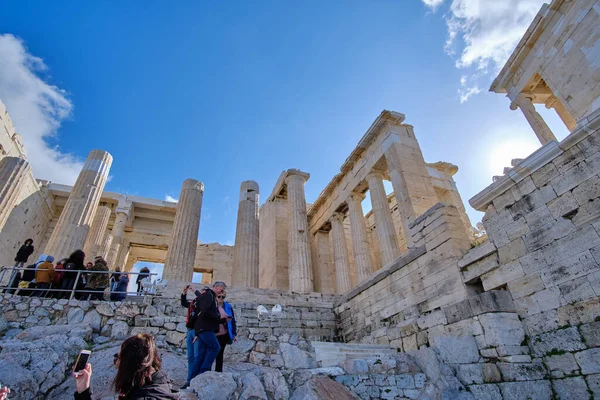 Athen Griechenland Februar 2020 Propyläen Der Imposante Eingang — Stockfoto