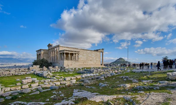 Ateny Grecja Feb 2020 Erekteion Znana Świątynia Czci — Zdjęcie stockowe