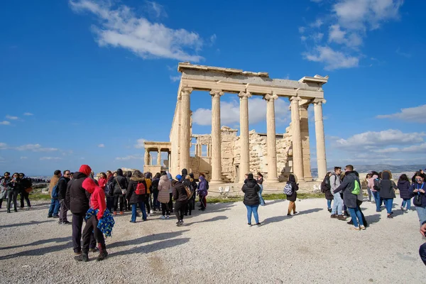 Ateny Grecja Feb 2020 Erekteion Znana Świątynia — Zdjęcie stockowe