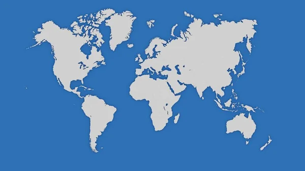 Carte Monde Blanc Sur Bleu Avec Frontières Internationales Légère Ombre — Photo