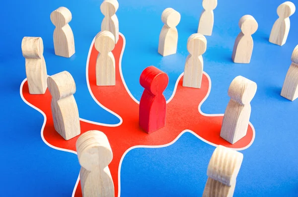 Red Man Spreads His Influence People Him Uniting People New — Stock Photo, Image