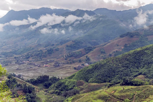 Terraços Campo Arroz Vista Montanha Nas Nuvens Sapa Província Lao — Fotografia de Stock