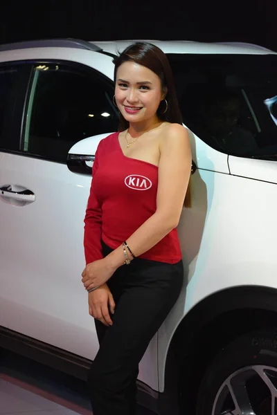 Kia Motores Modelo Feminino Manila International Auto Show Pasay — Fotografia de Stock