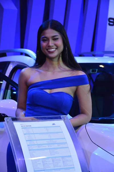 Subaru Kvinnlig Modell Manila International Auto Show Pasay — Stockfoto